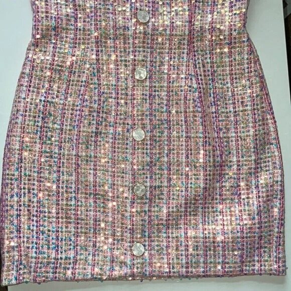 NWT Authentic Endless Rose Sequin Tweed Mini Dress With Pearlescent Butt… - Picture 8 of 10